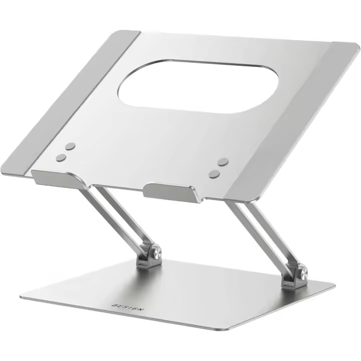 Soporte para computadora portátil S10 de aluminio, soporte elevador ergonómico ajustable para computadora portátil, compatible con computadora, plateado - 1