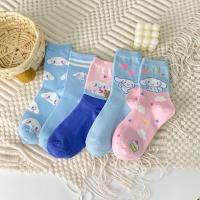 Calcetines Disney Miniso Cinnamoroll Para Mujer Azul De Algodón Peinado Medio Tubo Estilo Lindo Con Perro Dibujos Animados - details 0