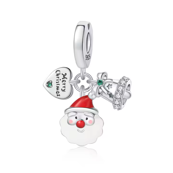 Colgante De Santa Claus De Plata 925 Para Pulseras Joyería Fina Para Mujer Accesorios DIY Regalos De Navidad Zirconia - 1
