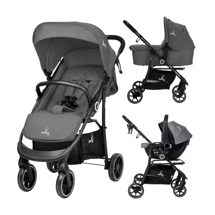 Trío Asalvo Oslo 2 Gris - Carrito de bebé multiusos con capazo y silla de auto - 1