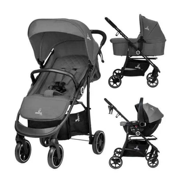 Trío Asalvo Oslo 2 Gris - Carrito de bebé multiusos con capazo y silla de auto - 1