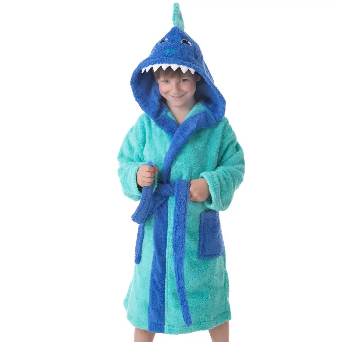 DHESTIA HOME Albornoz Infantil Niño 100% Algodón Natural con Capucha y Bolsillos - 1