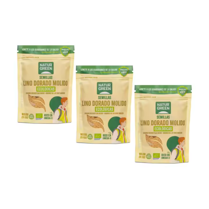 Pack 3x NaturGreen Semillas de lino dorado molido Bio 150 g - 1