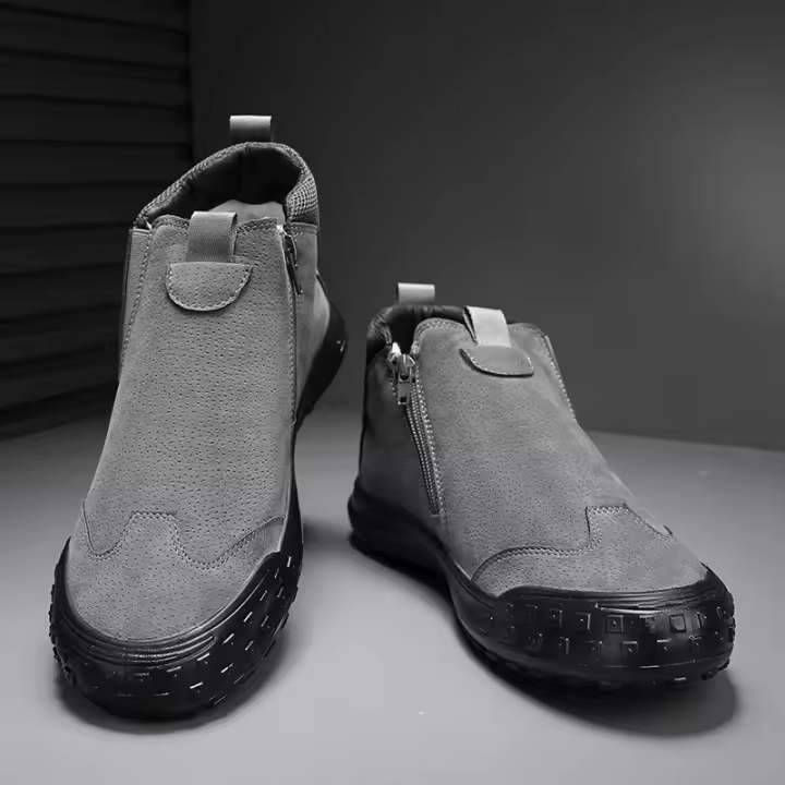 Botas De Hombre Casual Transpirables Zapatillas Versátiles Alta Confort Para Oficina Botas De Tobillo Slip-on Material PU Y PVC - 1