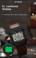 Reloj Deportivo Para Hombre SYNOKE Con Pantalla Grande LED Luminosa Resistente Al Agua Y Al Choque Estilo Retro Moda Malla De Cuero Material Del Cuerpo Plástico - details 7