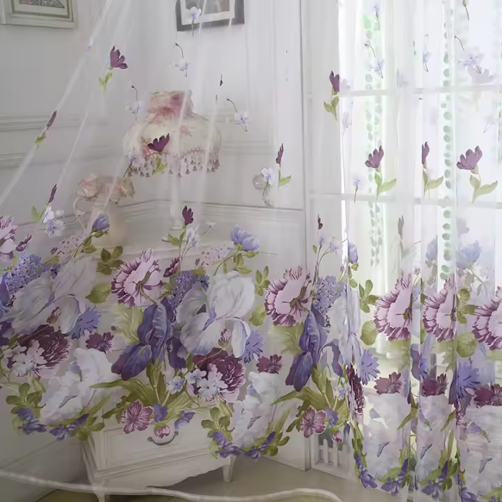 Cortinas De Flor Putrefacta Paéonia Para Ventanas Alta Sombreadura Decoración De Habitaciones Dormitorios Salones Malla 100% Poliéster - 1