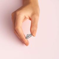 Pandora DE LA Mujer DE LA Firma DE LA Princesa Tiara Corona Cubic Zirconia Anillo de Plata, Viene con El embalaje de Caja De Regno original. - details 2