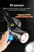 Linterna Frontal LED Recargable USB De Alta Potencia Con Sensor XHP300 Para Pesca Y Caza Luz De Mano Con Ajuste De Ángulo De 90° IPX6 Impermeable - details 4