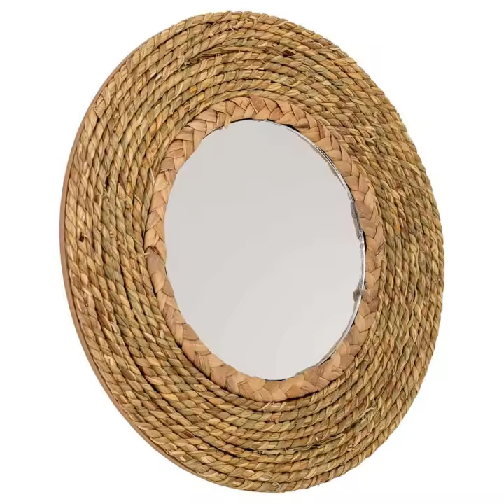 WANDERLUST DECO Espejo redondo de fibra natural marrón d25/13.5x02h cm de estilo Bambú - 1