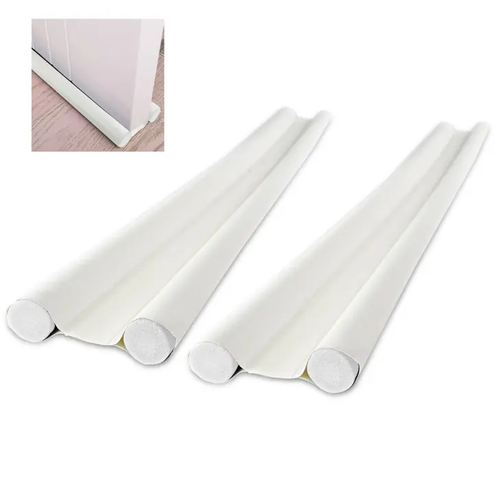 Burletes de Puerta con Doble aislamiento (2 unidades, 96 cm), lavables y duraderos, antifrío, aislantes inferiores, y antiruido antiinsectos, color Blanco. Burleta de Puerta con espuma insertada, cortable en Blanco. - 1
