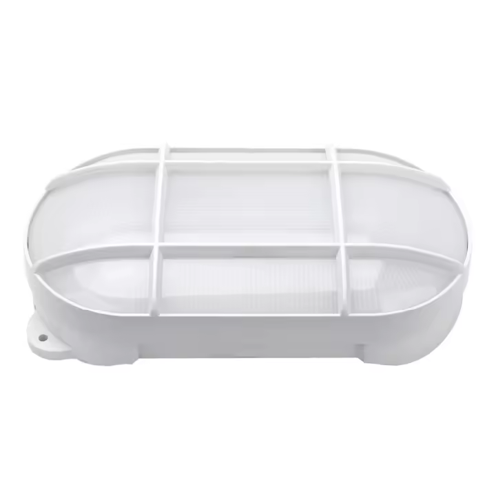 IluminaShop - Plafon de Exterior LED Ovalado Blanco con Rejilla IP65 - 1