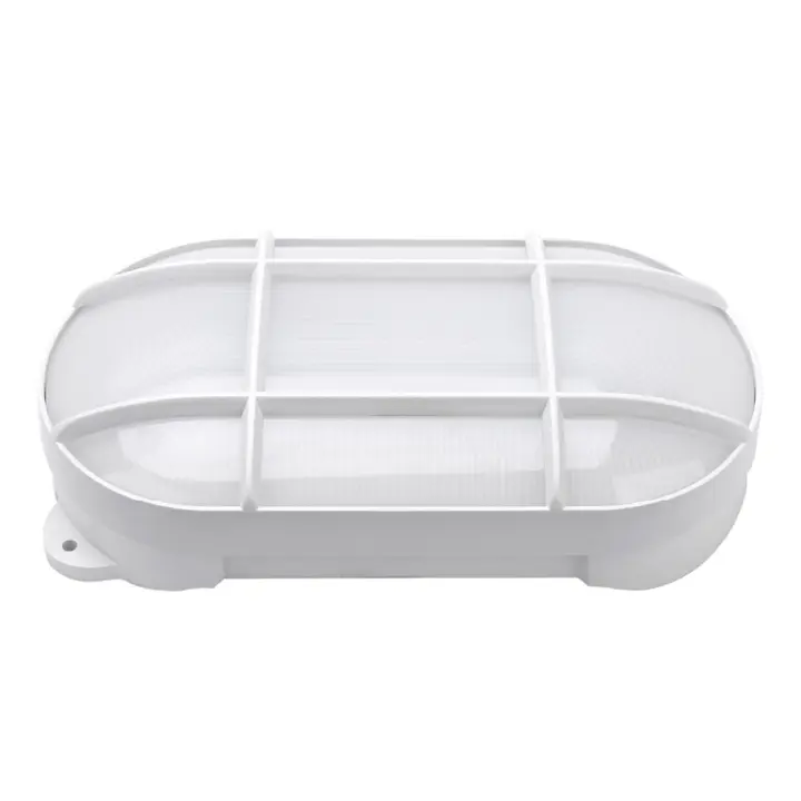 IluminaShop - Plafon de Exterior LED Ovalado Blanco con Rejilla IP65 - 1