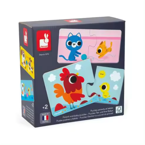 Juego se Asociación Rompecabezas de Padres y Animales de Bebés - Janod 02637 JU02637 JANOD - 1