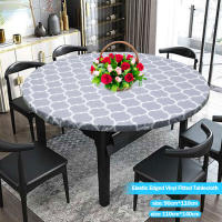Mantel Redondo De Vinilo Con Borde Elástico Protección De Mesa Impermeable Y Resistente Al Aceite Para 35''-43"/43"-55'' Diámetro - details 0