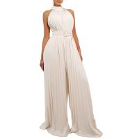 Elegante Monopiece Plisado Para Mujer Con Cinturón Y Pierna Ancha De Largo Al Suelo Sin Mangas Y Cuello Redondo Para Fiesta Y Cumpleaños - details 34