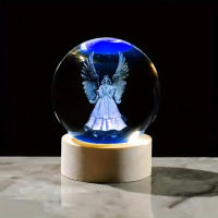 Lámpara De Noche De Cristal 3D Con Ángel Guardian Regalo Para Aniversario Cumpleaños O San Valentín Para Mujer Novia Madre - details 0