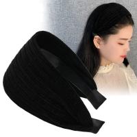 Headband Ancho Para Mujer Accesorio De Pelo Con Detalle De Enredo Fashionable Negro Terciopelo Cubierta Extra Para Mujer - details 3