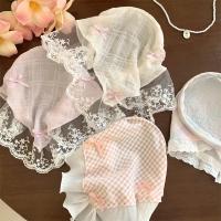 Fular De Encaje Cuadros Rojo Para Mujer Accesorio De Cabello Estilo Retro Triangular Para Viajes Y Fotografía Bandana De Algodón Adecuada Para Todas Las Estaciones - details 2