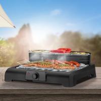 First Austria Barbacoa de pie, 2000 W, con regulador de temperatura y reflector de calor, superficie de parrilla: 45 cmx22 cm, incluye cortavientos barbacoa eléctrica - details 0