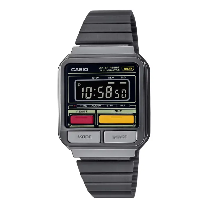 reloj unisex retro vintage CASIO A120WEGG-1B alarma cronómetro Luz LED - 1