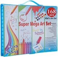XINYIN Materiales artísticos, paquete de 168 kits de juego de pintura para arte, caja de regalo artístico, arte y artesanías con lápices lápices de acuarela, juego de pintura para niños adultos - details 0
