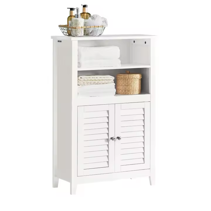 SoBuy BZR13-W Mueble Auxiliar para baño Armario de baño Organizador con 2 estantes y 2 Puertas ES - 1