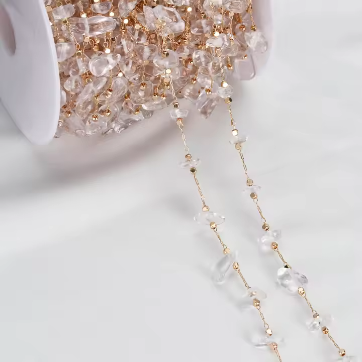 Cadena De Piedras De Cristal Natural Para DIY Joyería Hechas a Medida Cadena De Grava Natural Para Creación De Joyas - 1