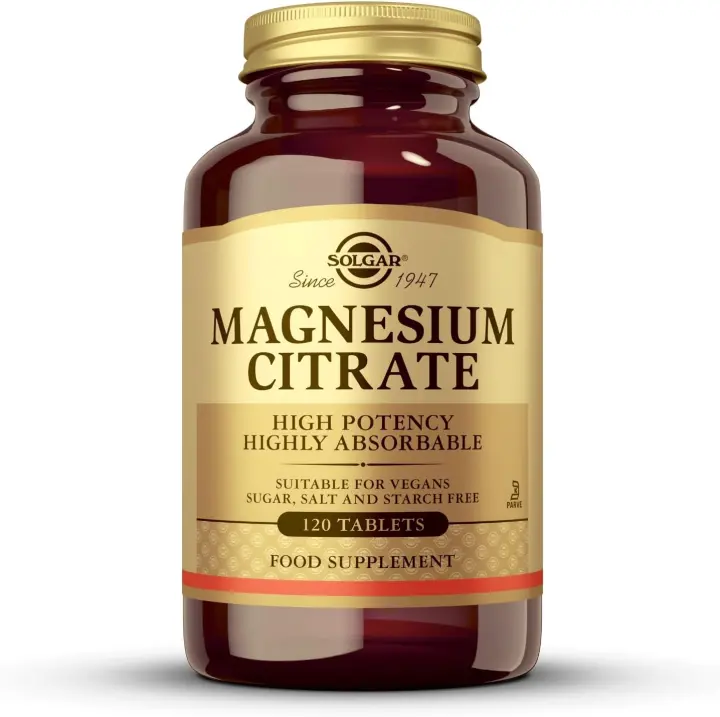 Solgar Magnesium Citrate  Suplemento Alimenticio que Reduce la Fatiga  Con Magnesio Para Hombre y Mujer 120 Cápsulas - 1