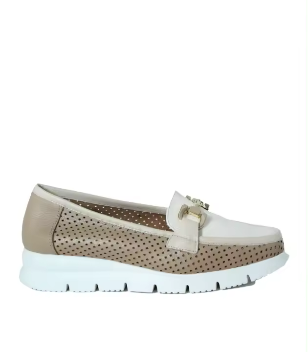 MOCASÍN DE PIEL CON ESTRIBO DE MUJER 24 HORAS PIPPA 26429 BEIGE - 1