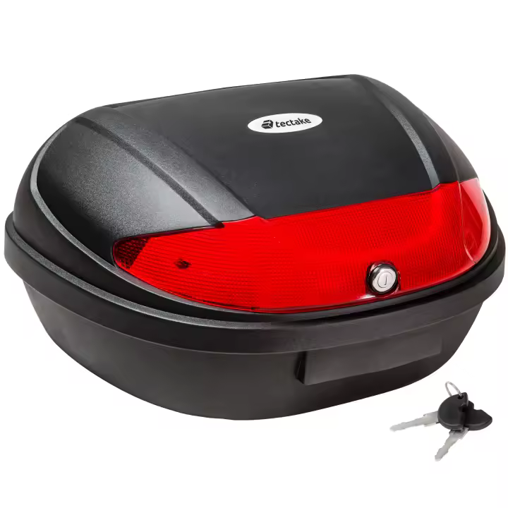 Tectake - Baúl para motos con reflector para 2 cascos, capacidad aprox. 48 litros  Para 2 cascos  Reflector extra grande para seguridad máxima  Para moto, motocicleta o ATV/quad - 1
