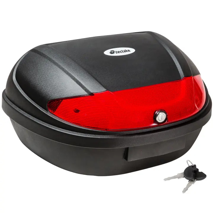 Tectake - Baúl para motos con reflector para 2 cascos, capacidad aprox. 48 litros  Para 2 cascos  Reflector extra grande para seguridad máxima  Para moto, motocicleta o ATV/quad - 1