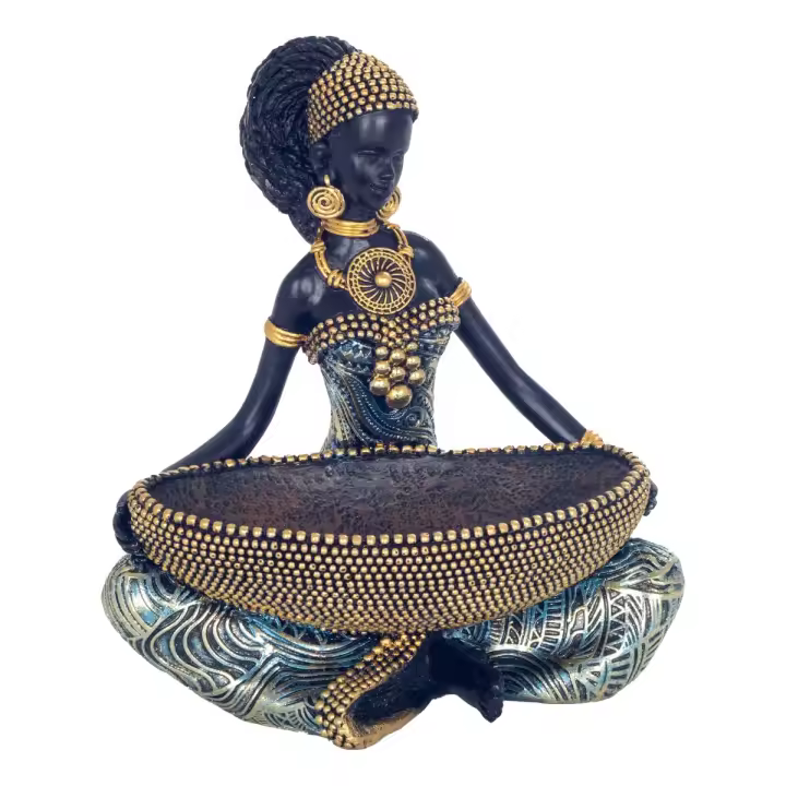 Figura Africana Decorativa en Resina para Hogar, Regalo Original y Artesanía Única, Estilo Étnico y Moderno - 1