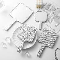 Espejo De Maquillaje Portátil Cuadrado Mini Mano De Mujer Espejo De Desktop Para Viajes Metálico Belleza - details 5
