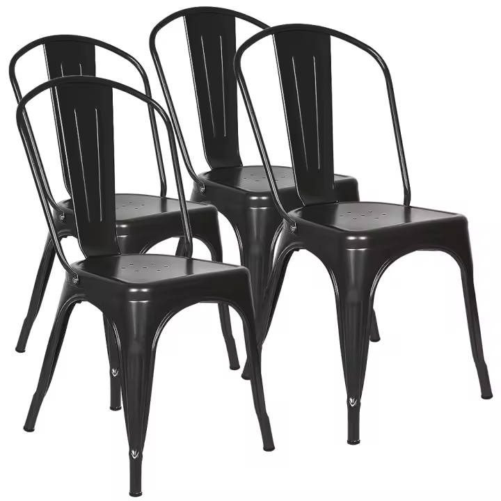 Juego de 4 sillas de comedor con asiento de hierro, silla bistro, silla de metal, sillas de bar retro, diseño industrial - 1