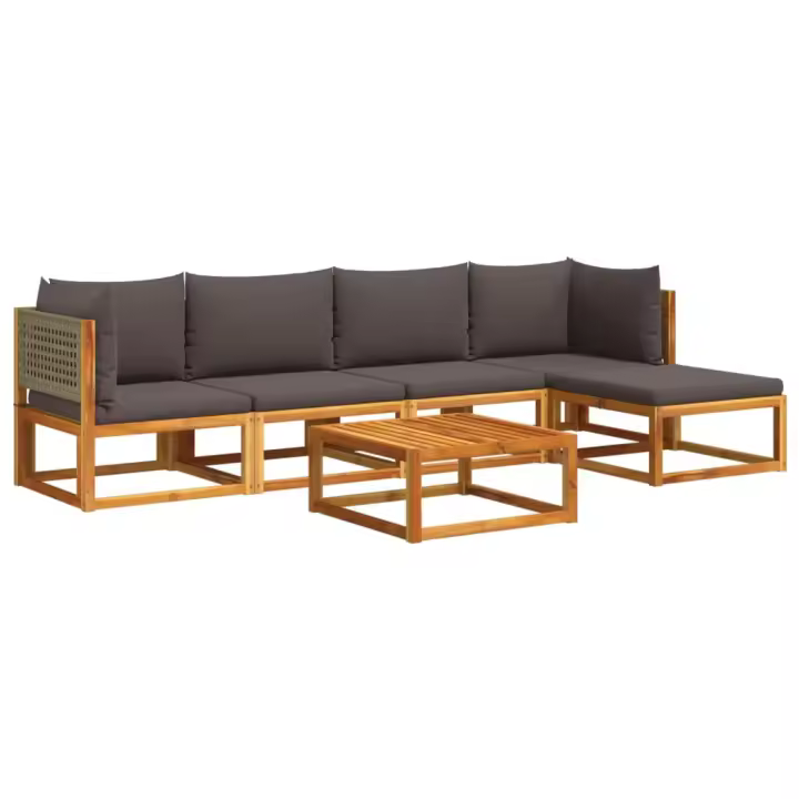vidaXL Set de sofás de jardín con cojines 6 pzas madera maciza acacia - 1