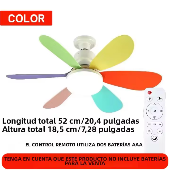 Ventilador De Techo Con Luz 40W 20.5" E27 Soporte Para Habitación Baño Control Remoto LED Moderno Auto-Contenido - 1