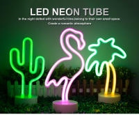 Luz De Noche LED Neón Para Habitación Bar Fiesta Decoración Artística Pared Iluminación Atmosfera USB/Batería Flamingo Cactus Unicornio - details 0