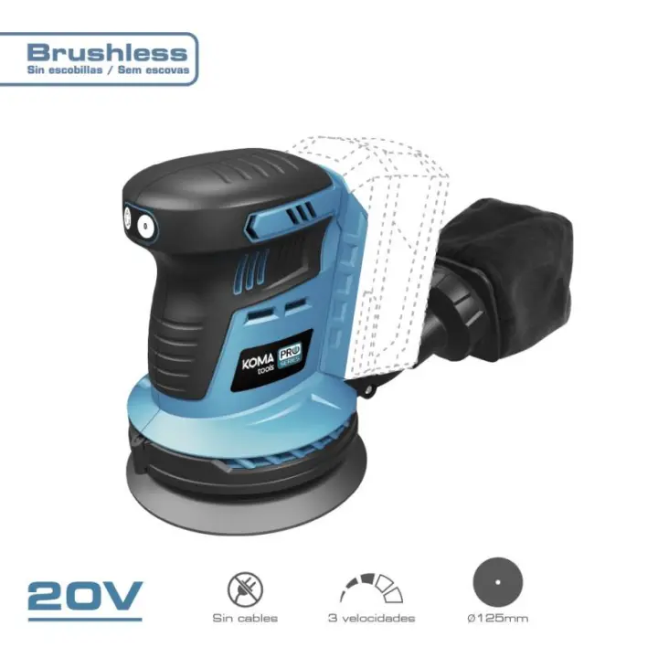 Koma Tools Lijadora Excentrica 20v Brushless Sin Batería Ni Cargador - 1