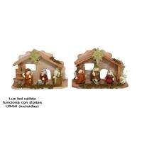 Gerimport - Portal Nacimiento Infantil Nature con 1 Luz de LED Pesebre Belen Figuras Decoracion Navidad 22x15 cm - details 2