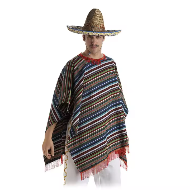 Disfraz Poncho Mexicano para Adulto - Talla M/L - Marca El Rey del Carnaval - 1