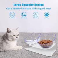 Cuenco transparente para Gatos, Cuenco Doble ajustable con soporte Elevado, Agua y Comida previene Las - details 4