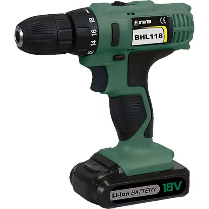 Stayer Taladro a Batería BHL118 - 18V, 2.0 Ah, 2 Velocidades - 1