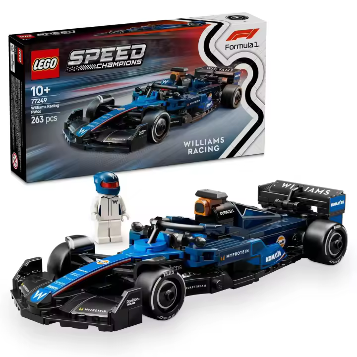 LEGO 77249 Speed Champions Coche de Carreras Williams Racing FW46 F1, Vehículo de Fórmula 1 de Juguete y 1 Minifigura de Piloto para Coleccionar, Regalo para Niños y Niñas de 10 Años o Más - 1