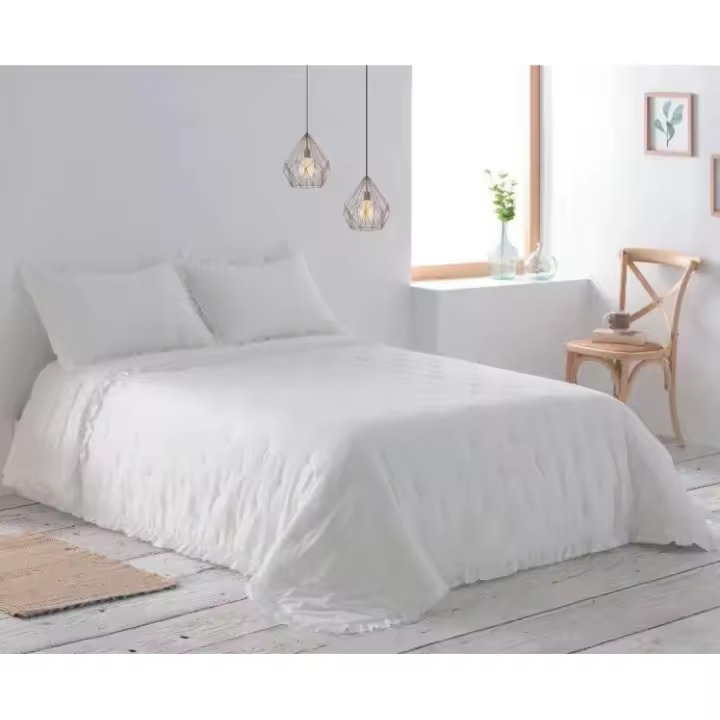 Colcha bouti Agadir capitoné de color blanco para cama de 135 cm. - 1