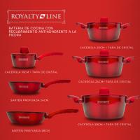 Bateria de Cocina Royalty Line Rojo Metalizado – 10 Piezas ,(3 cacerolas+ tapa, 1 cazo+tapa, 2 sartenes profundas) con Revestimiento Antiadherente Tipo Piedra - details 0