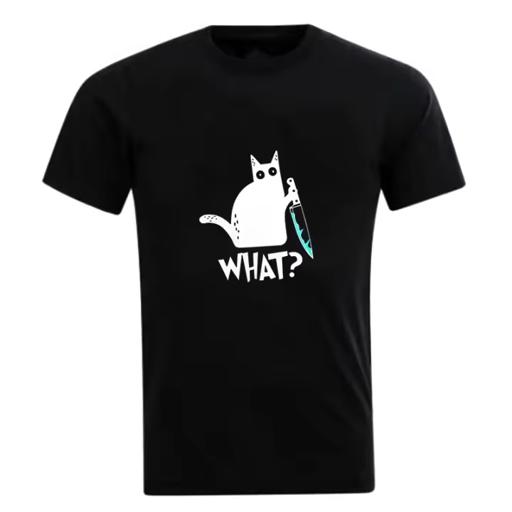 Camiseta De Moda Para Hombres Con Gráfico De Gato Divertido Casual Corta Estilo Juvenil Poliéster Temporada Todo Año - 1