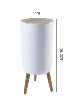 Bandeja De Papel Con Tapa Y Prensa 7/2L Cesta De Basura Ecológica Para Cocina Y Baño Material Plástico Y Madera Con Pie Alto - details 7