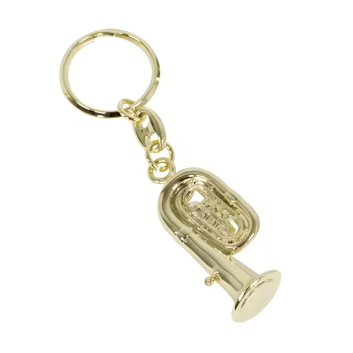 MEGA MUSIC Llavero Tuba Dorado 5cm Brillante Realista Instrumento Musical - 1