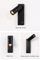 Lámpara De Pared LED Rotativa 3W 85-265V Con Interruptor USB Negra Y Blanca Bronce Para Dormitorio Lámpara Creativa De Banda - details 8