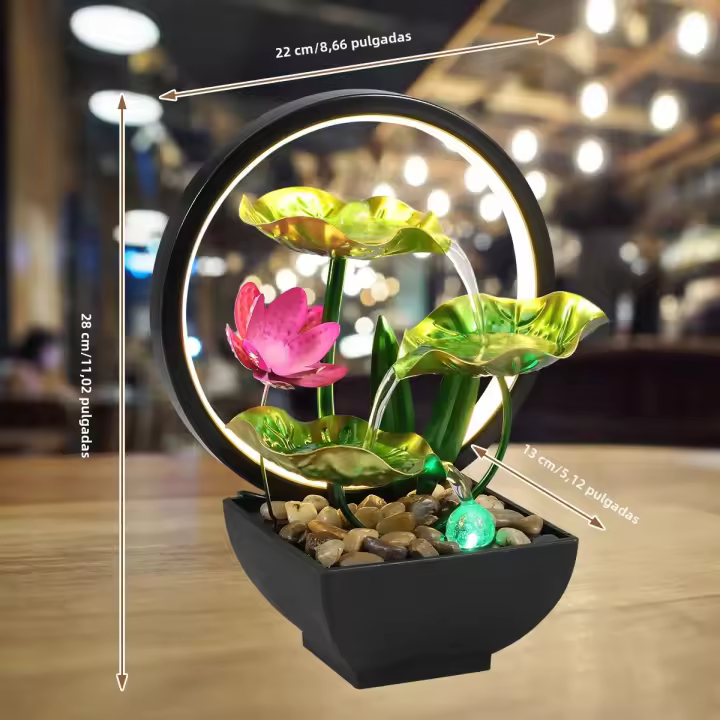 Fuente De Escritorio Con Luz LED Y Piedra Natural Ornamentación Zen Para Relaxación Decoración Para Oficina Y Hogar Estilo Moderno - 1